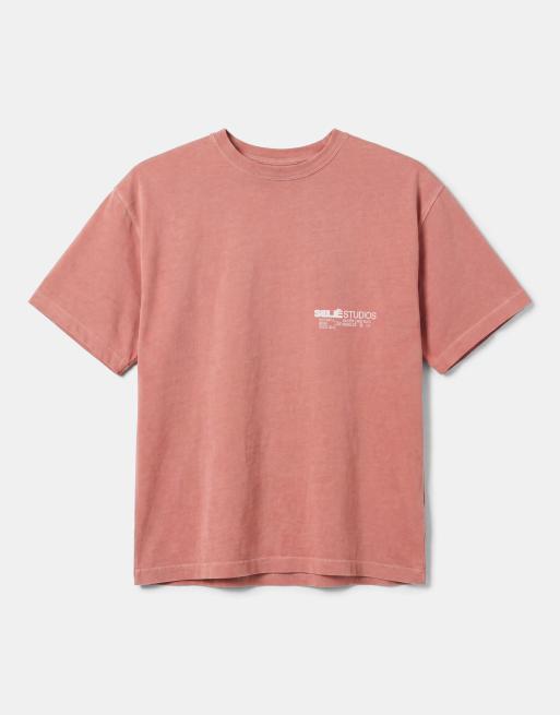 ASOS DESIGN boxy oversized t-shirt with text graphic in washed pink, 7 of 7