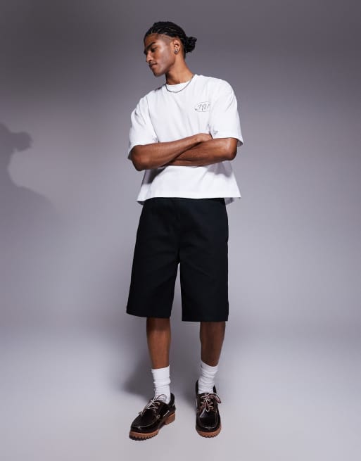 ASOS DESIGN boxy oversized t-shirt with text graphic in white