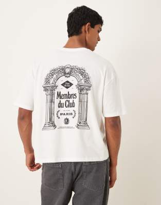 Asos Design Boxy Oversized T-shirt With Text Graphic In White