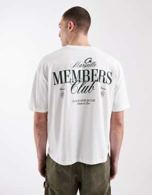 ASOS DESIGN boxy oversized t-shirt with text graphic in white