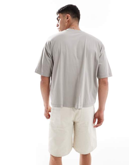 ASOS DESIGN boxy oversized T-shirt with text graphics in khaki, 4 of 4