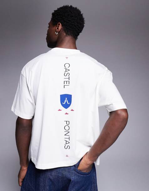 ASOS DESIGN boxy oversized t-shirt with text graphics in white - view 1