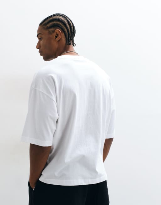 ASOS DESIGN boxy oversized t-shirt with Tokyo chest graphic in white, 4 of 5