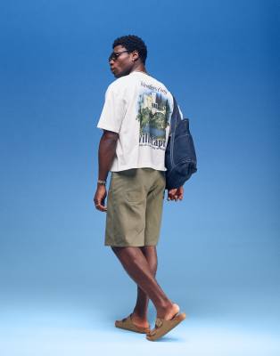 Asos Design Boxy Oversized T-shirt With Villa Graphic In White