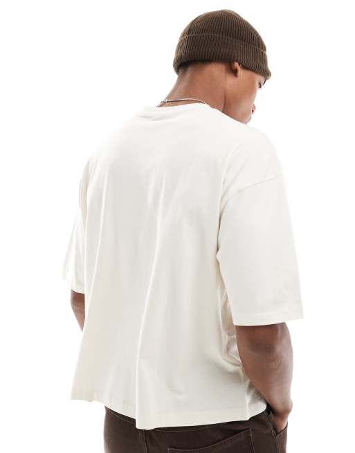 ASOS DESIGN boxy oversized t-shirt with watches front print in off white