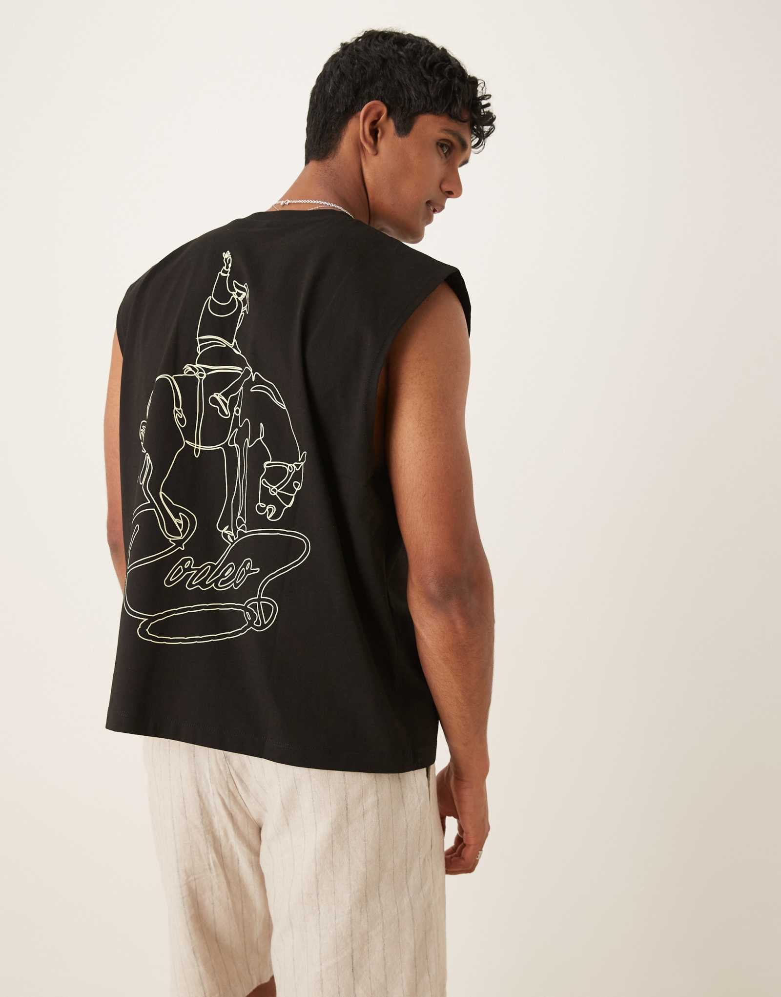Майка оверсайз ASOS DESIGN с ковбойским принтом черная