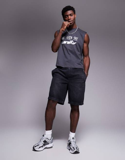ASOS DESIGN boxy oversized tank top with front chest graphic