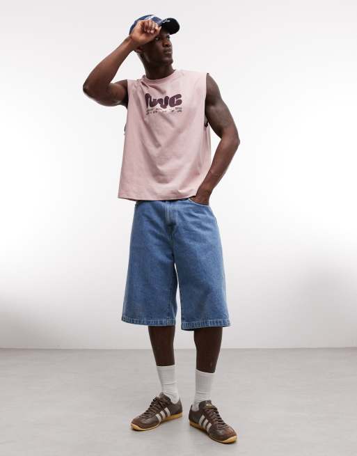 ASOS DESIGN boxy oversized tank top with NYC bubble print in pink, 2 of 5