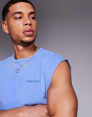 Asos Design Boxy Oversized Tank Top With Text Graphic