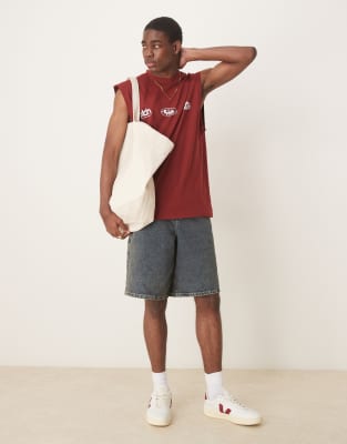 ASOS DESIGN BOXY OVERSIZED TANK TOP WITH TEXT GRAPHIC 
