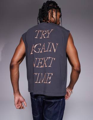 ASOS DESIGN BOXY OVERSIZED TANK WITH FRONT AND BACK SPORTS GRAPHICS 