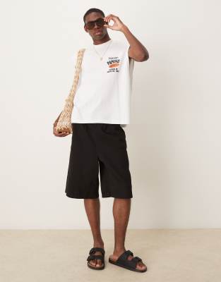 Asos Design Boxy Oversized Tank With Fruit Graphic In White
