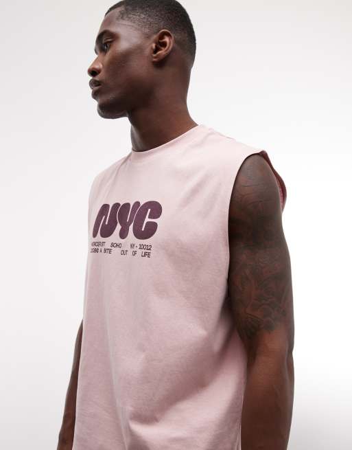 ASOS DESIGN boxy oversized tank with NYC bubble print in pink, 4 of 5