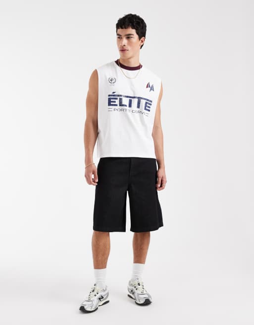 ASOS DESIGN boxy oversized tank with Porto football graphic in white , 2 of 5