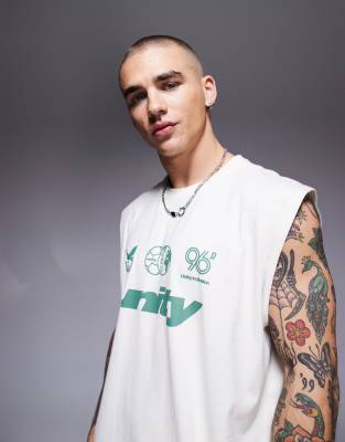Asos Design Boxy Oversized Tank With Sports Text Graphic
