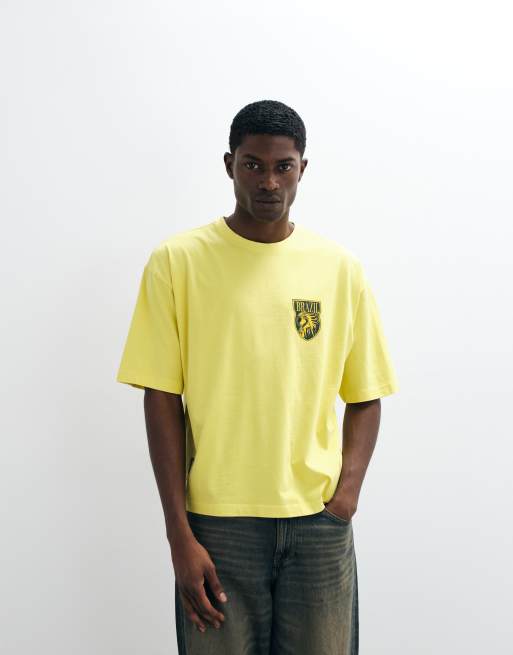 ASOS DESIGN boxy oversized tee with FIFA World cup Brazil print in Yellow, 3 of 5