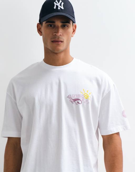 ASOS DESIGN boxy oversized tee with Pokemon Mewtwo print in white, 5 of 5