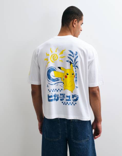 ASOS DESIGN boxy oversized tee with Pokemon Pikachu print in White - view 1