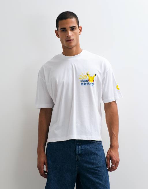 ASOS DESIGN boxy oversized tee with Pokemon Pikachu print in white, 2 of 5