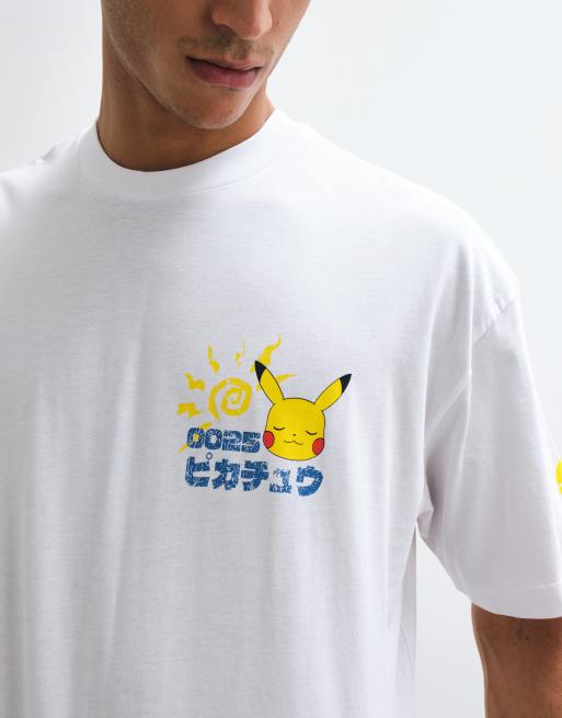 ASOS DESIGN boxy oversized tee with Pokemon Pikachu print in white, 3 of 5