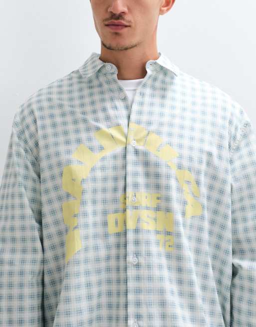 ASOS DESIGN boxy oversized ternet skjorte med placeret print i blå, 4 af 5