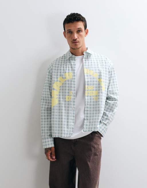 ASOS DESIGN boxy oversized ternet skjorte med placeret print i blå, 5 af 5