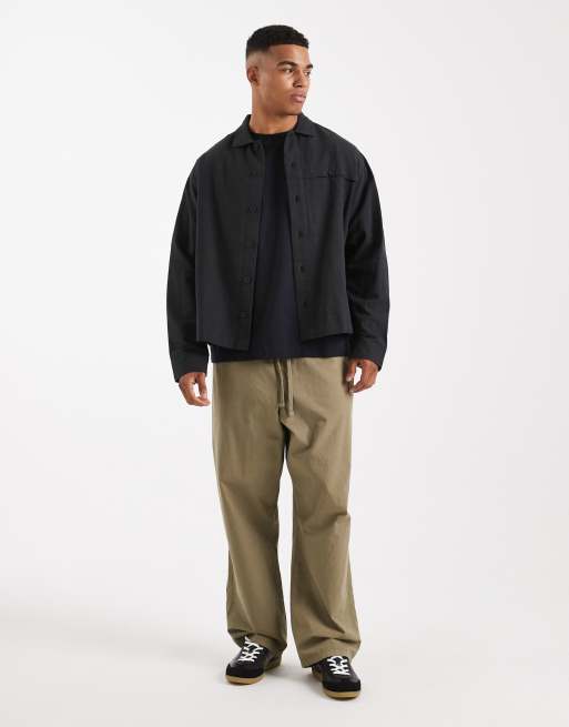 ASOS DESIGN boxy oversized textured shirt in black, 2 of 5