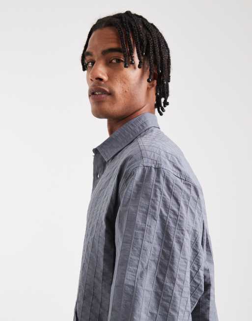 ASOS DESIGN boxy oversized textured shirt in gray, 4 of 5