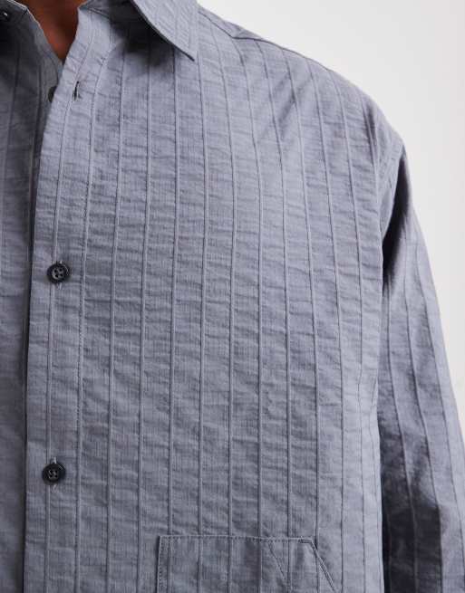 ASOS DESIGN boxy oversized textured shirt in gray, 5 of 5