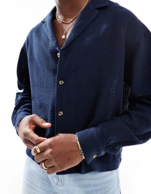 Asos Design Boxy Oversized Textured Shirt