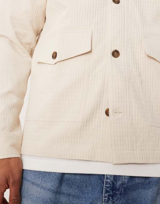 ASOS DESIGN boxy oversized textured shirt in stone, 5 of 5