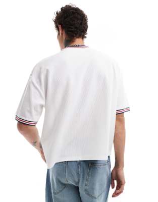 Asos Design Boxy Oversized Varsity T-shirt In White