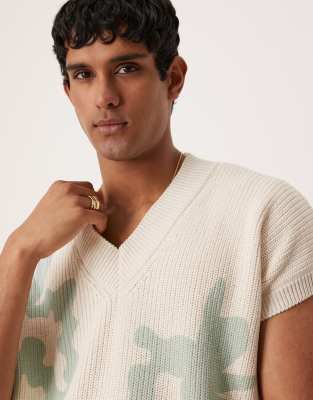 Asos Design Boxy Oversized Vest With Print In White