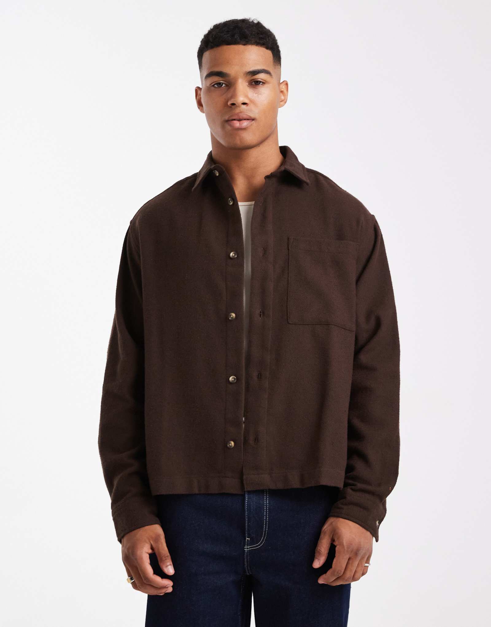 ДИЗАЙНЕРСКАЯ фланелевая рубашка ASOS свободного кроя в винтажном стиле оверсайз коричневого цвета