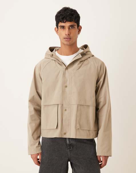 ASOS DESIGN boxy oversized windbreaker in khaki - view 1
