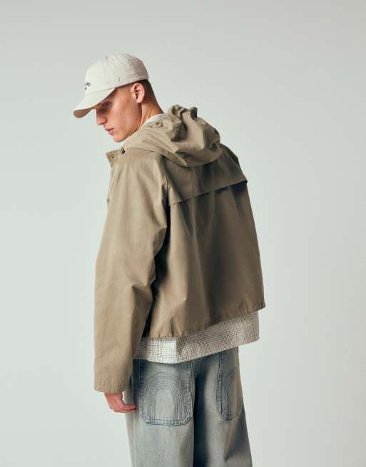 ASOS DESIGN boxy oversized windbreaker jacket in khaki, 4 of 12