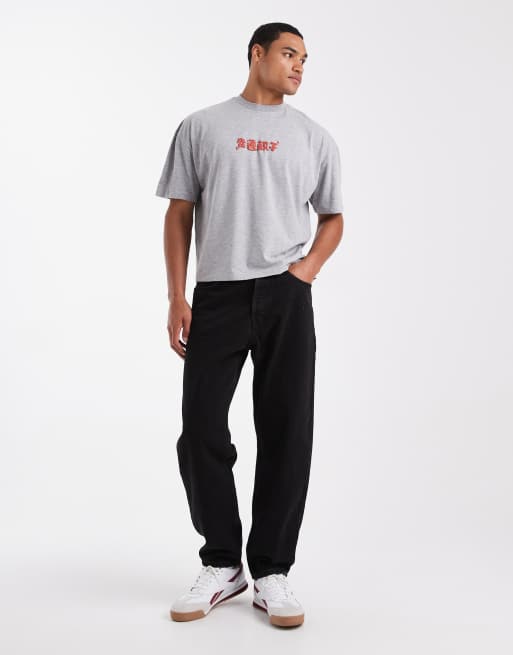 ASOS DESIGN boxy oversized with dumplings graphic in grey marl, 2 of 5