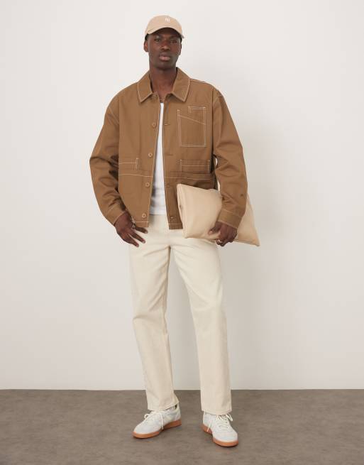 ASOS DESIGN boxy oversized worker jacket with contrast