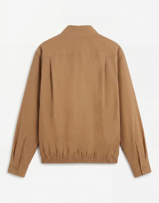 ASOS DESIGN boxy oversized zip up funnel neck jacket in tan, 7 of 7