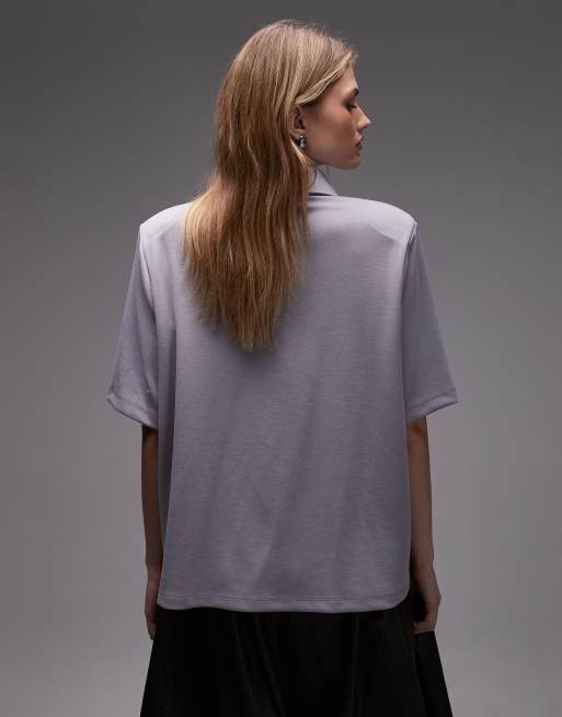 ASOS DESIGN boxy polo shirt top in light grey, 4 of 4