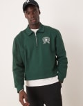 [ASOS DESIGN] ASOS DESIGN boxy polo with tipping and embroidered chest print in green L Pine grove