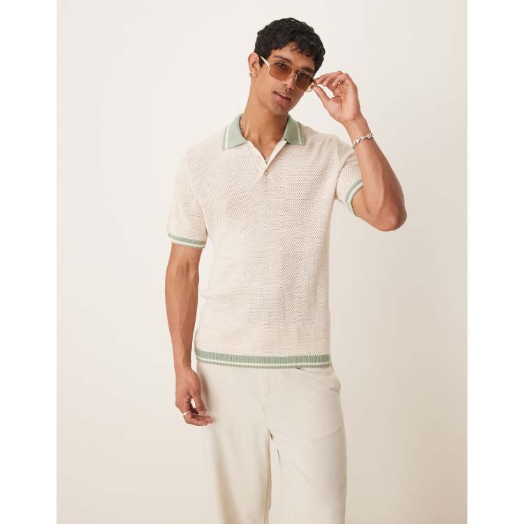 Sweater Polo Shirts for Men Short Sleeve Lightweight Knit