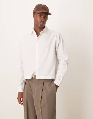 Asos Design Boxy Poplin Shirt In White