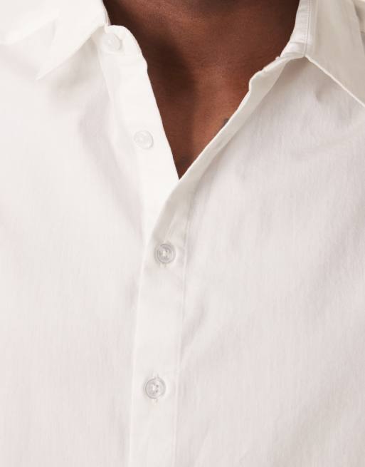 ASOS DESIGN boxy poplin shirt in white