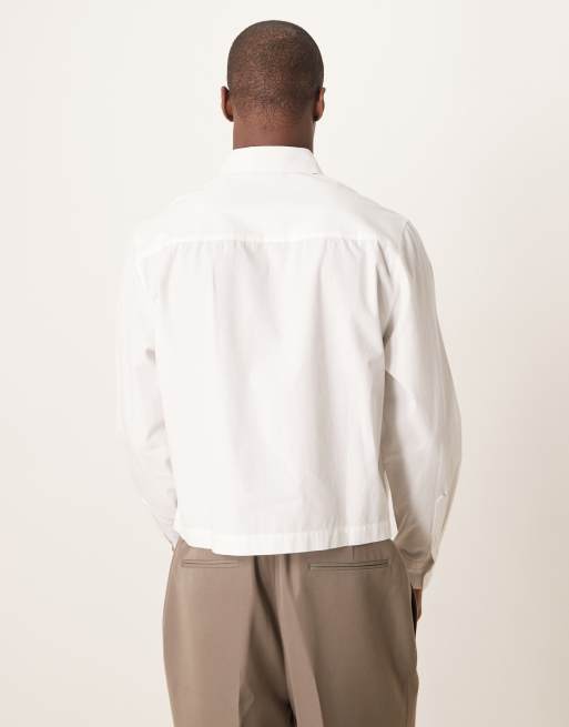 ASOS DESIGN boxy poplin shirt in white