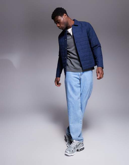 ASOS DESIGN boxy quilted overshirt in navy