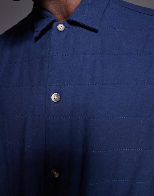 ASOS DESIGN boxy quilted overshirt in navy