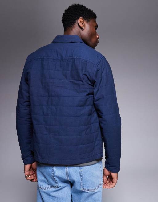 ASOS DESIGN boxy quilted overshirt in navy