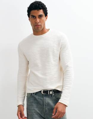 Asos Design Boxy Regular Fit Long Sleeve T-shirt In White