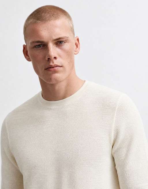 ASOS DESIGN boxy regular fit long sleeve T-shirt in cream texture, 9 of 10